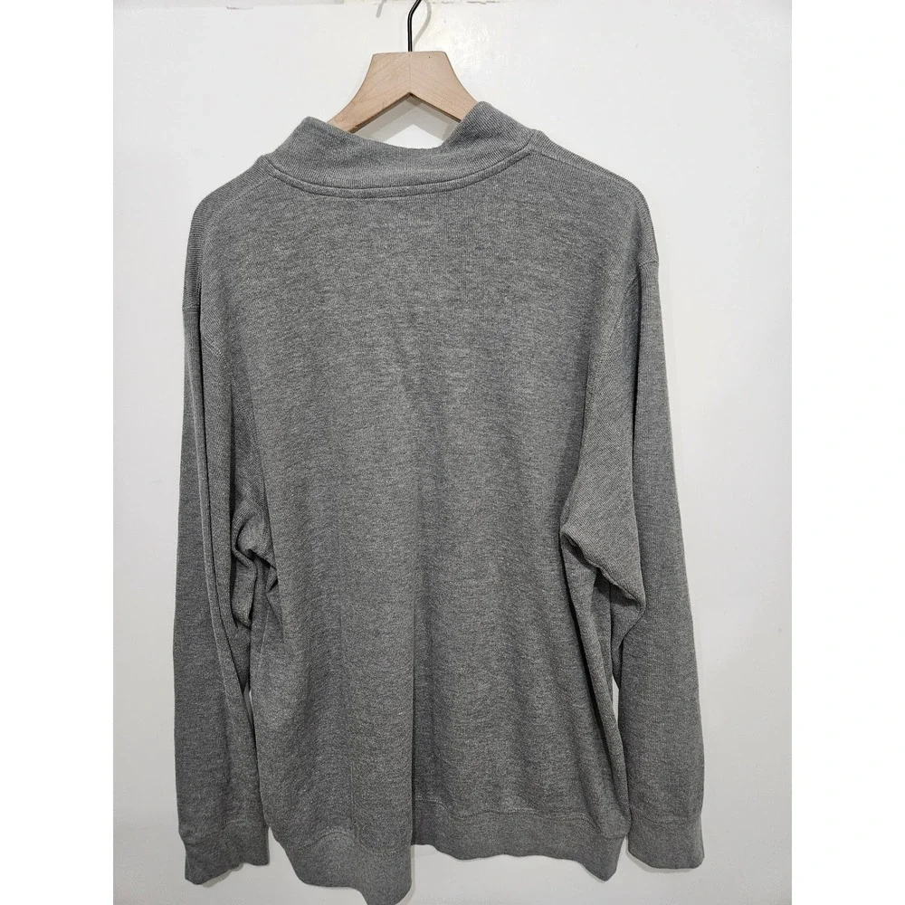 Old Navy Mens XXL Heather Gray Quarter Zip Sweater Lion Crest Mock Neck Pullover